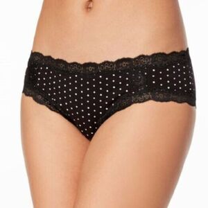 Jenni Cotton Lace Trim Hipster Black Dot XXXL